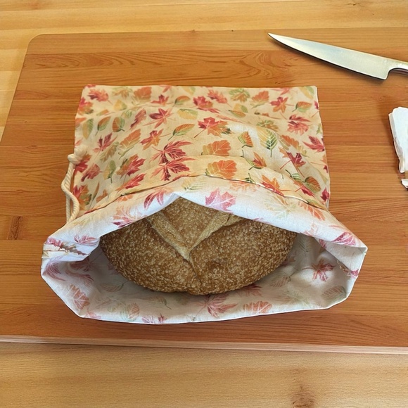 Thanksgiving Reusable Handmade Cotton Bread Bag + FREE Mason Jar Bonnet - Picture 8 of 11
